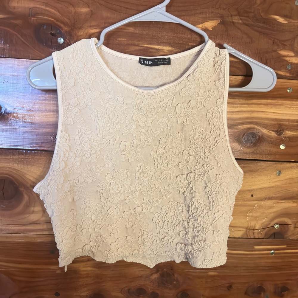 SHEIN Cream Lace Crop Top